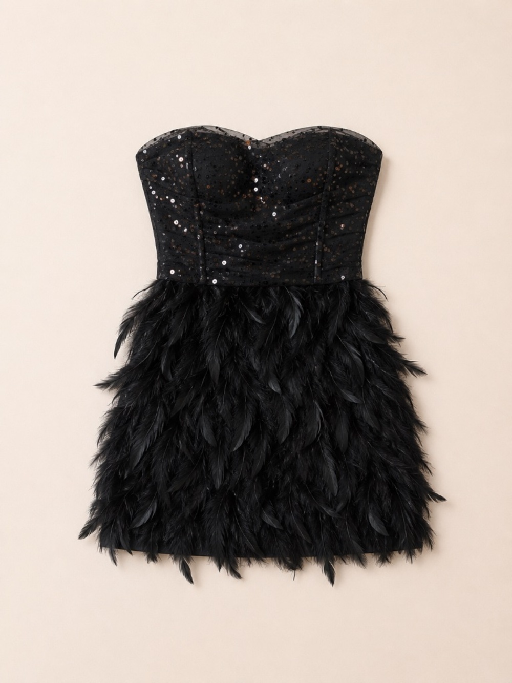 Dieu Linh Black Sequin Feather Romper